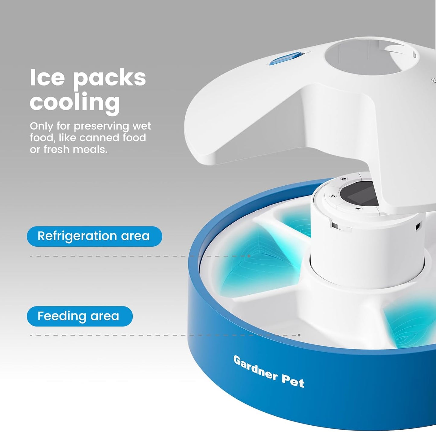 Automatic Cat Feeder for Wet Food with Ice Packs, 5 Meal Timed Dispenser with Voice Recorder