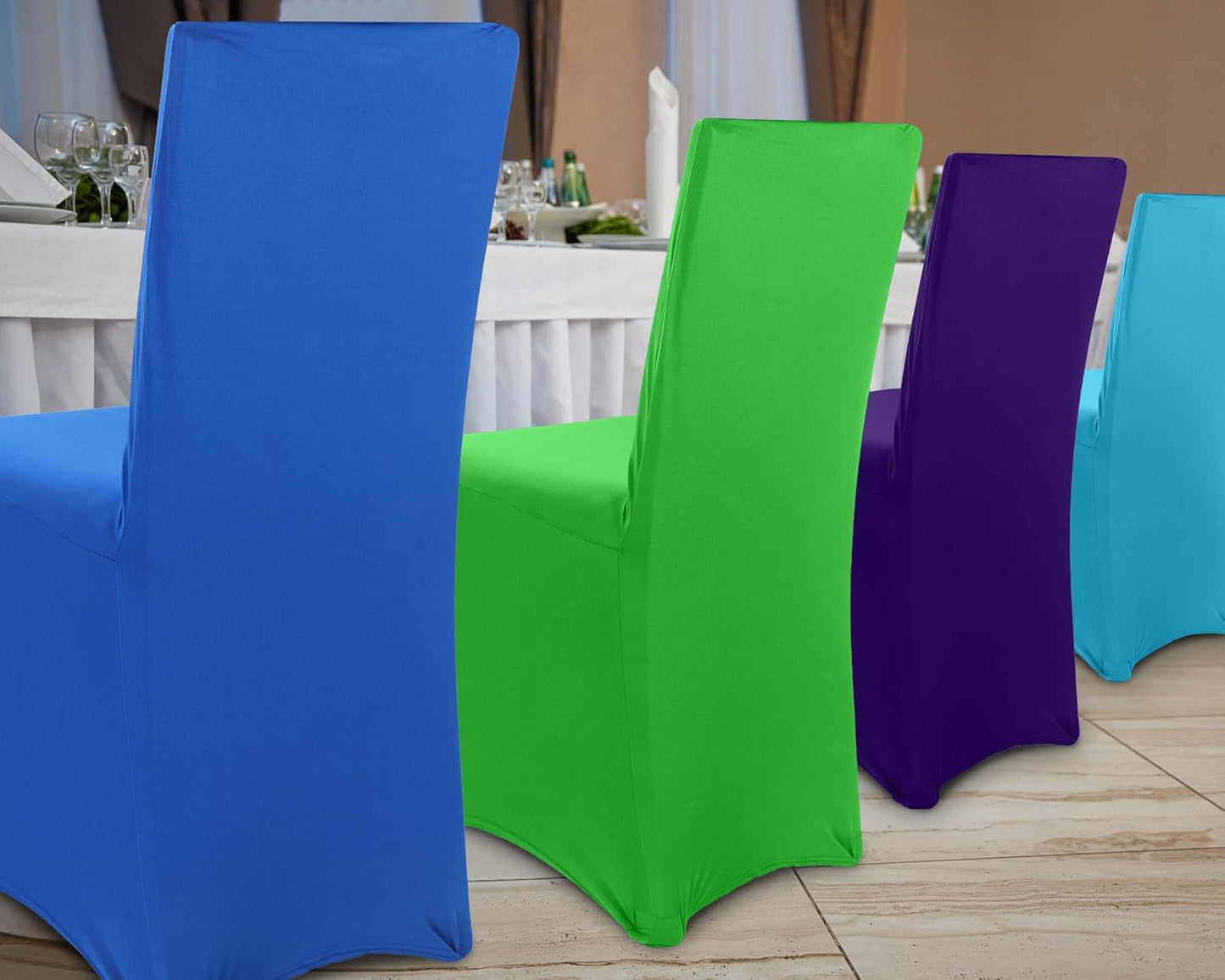 48 Pcs Multicolor Spandex Stretch Chair Covers, Bulk Waterproof Dining Chair Covers, Fitted