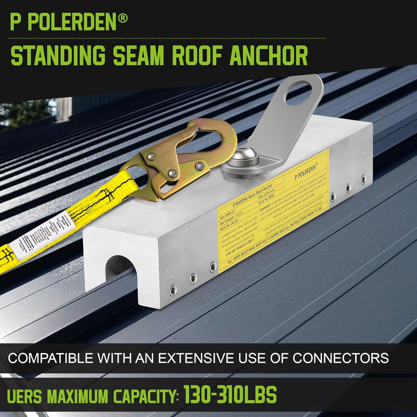 Standing Seam Roof Anchor Clamp, Reusable Roofing Anchors For Fall Protection Safety kits, No Drill