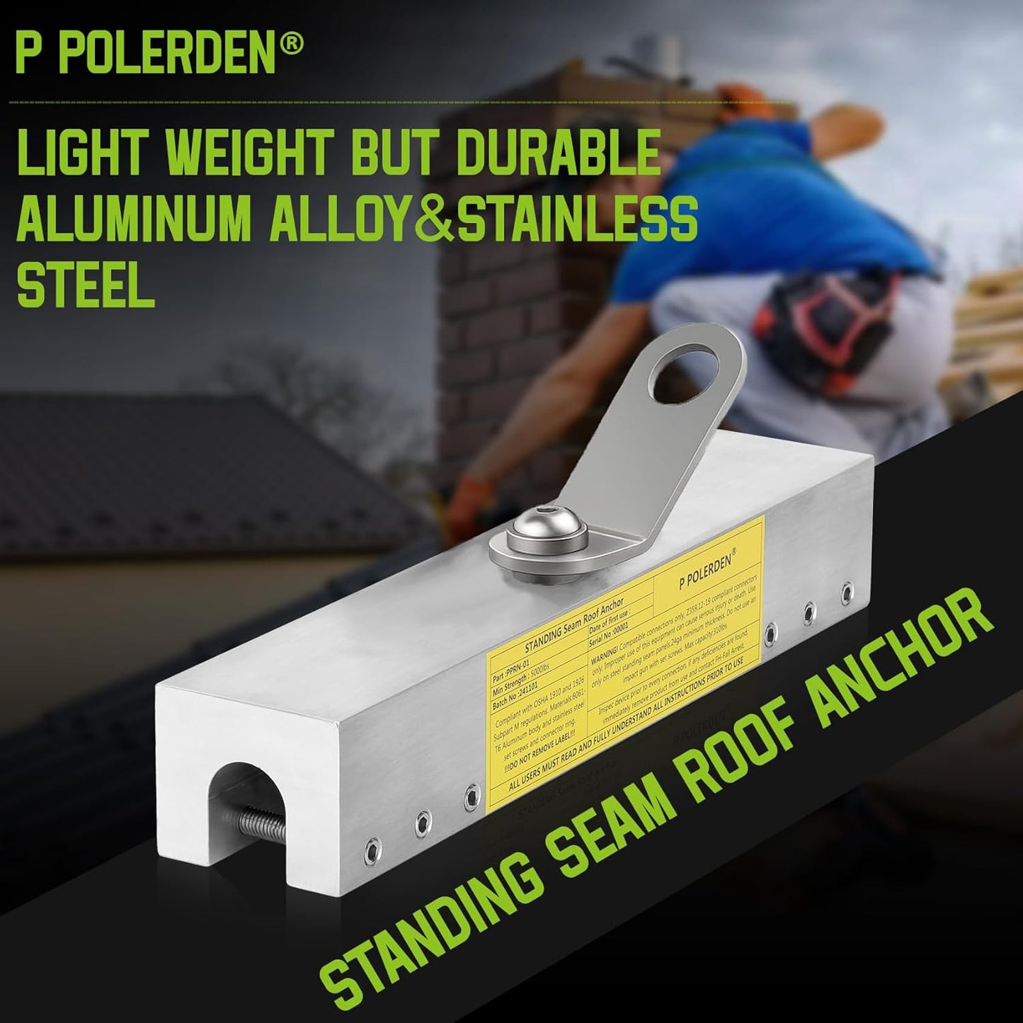 Standing Seam Roof Anchor Clamp, Reusable Roofing Anchors For Fall Protection Safety kits, No Drill