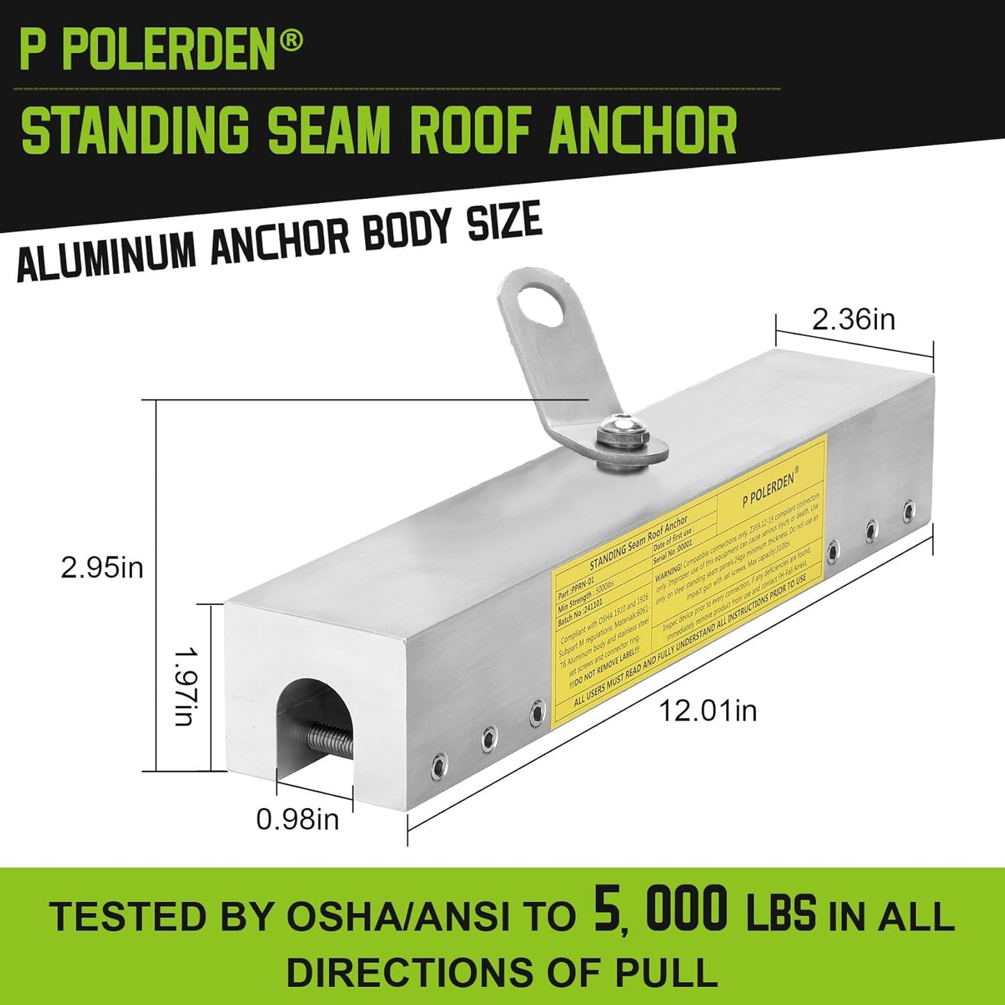 Standing Seam Roof Anchor Clamp, Reusable Roofing Anchors For Fall Protection Safety kits, No Drill