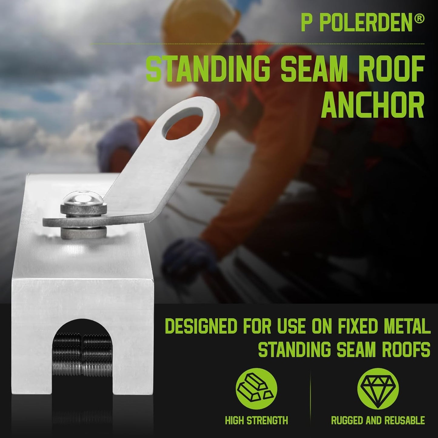 Standing Seam Roof Anchor Clamp, Reusable Roofing Anchors For Fall Protection Safety kits, No Drill