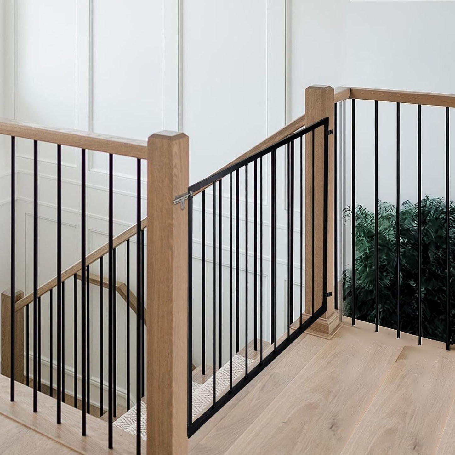 Deck Fence Gate Kit (37.9'High X 49' Wide) Entry Way Metal Gate Black Powder Coated DIY Fence Gate