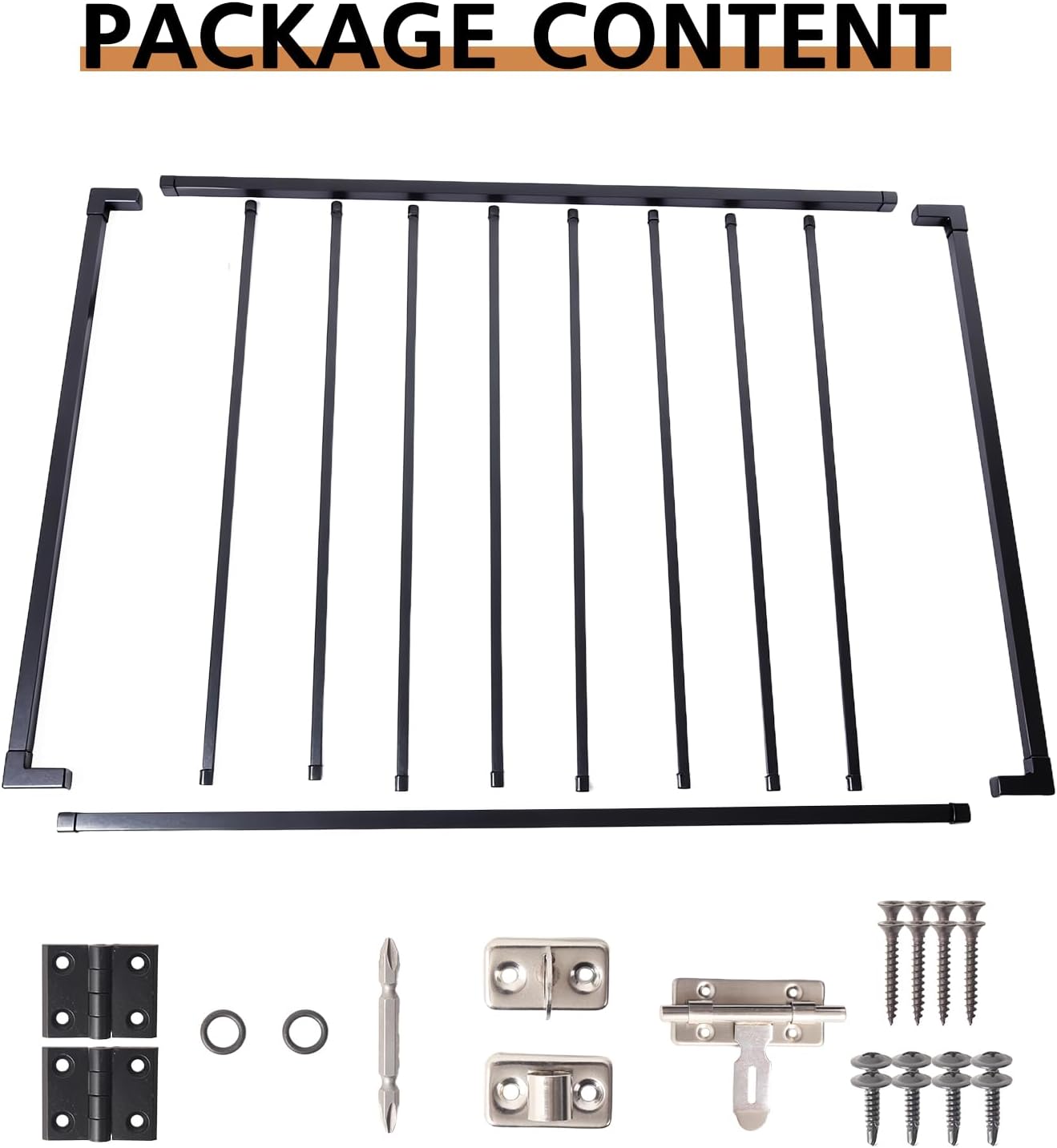 Deck Fence Gate Kit (37.9'High X 49' Wide) Entry Way Metal Gate Black Powder Coated DIY Fence Gate