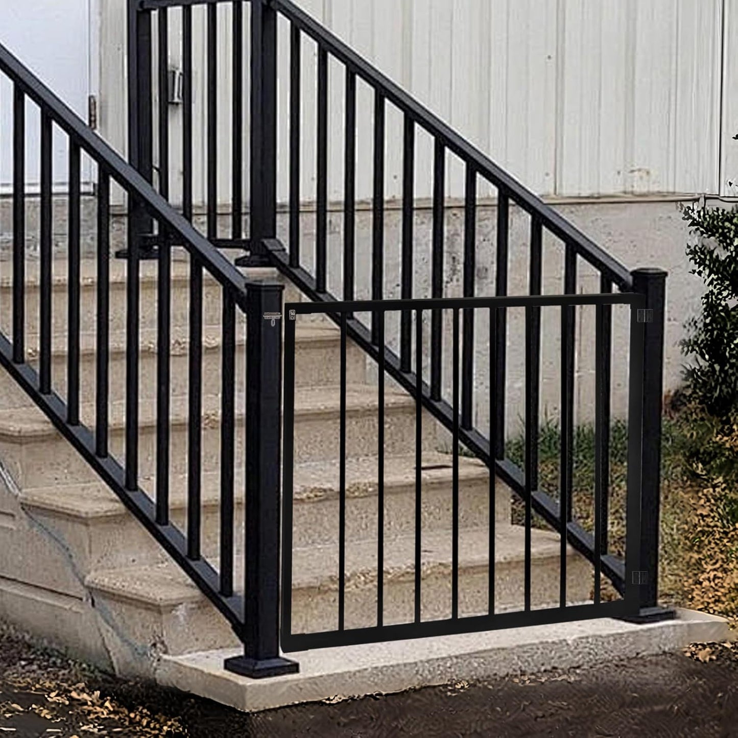 Deck Fence Gate Kit (37.9'High X 49' Wide) Entry Way Metal Gate Black Powder Coated DIY Fence Gate