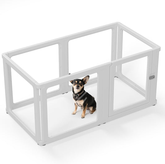 Clear Acrylic Dog Playpen, Transparent Dog Playpen Indoor, 6 Pcs 24' Easy Assemble Clear Pet Pen