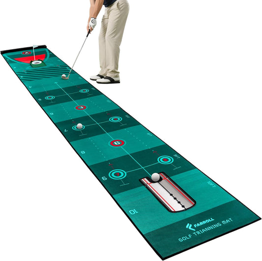 Golf Putting Mat Putting Green, Indoor/Outdoor Training Aid with Putting Cup, Putting Mirror