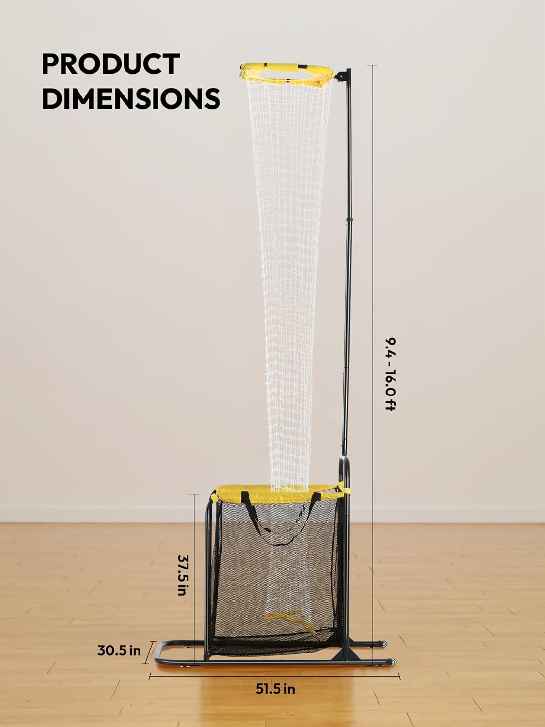 Adjustable Volleyball Setter Trainer Net with 5 Angles and Height Settings with 2 Target Modes and Wheels