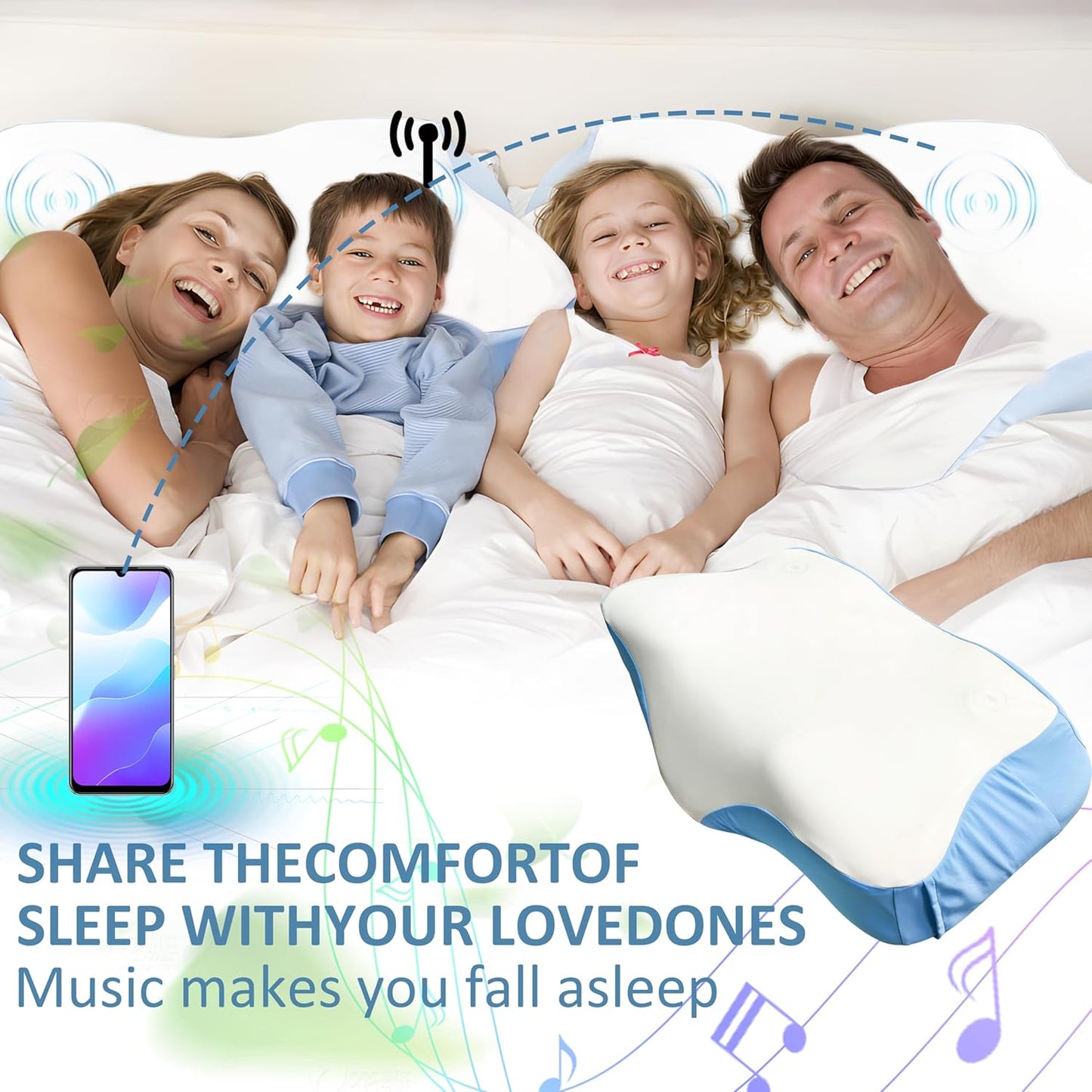 Smart Sleep Pillow for Sleep Aid, Cooling Breathable Memory Foam Pillow, with Three Sleep Aid Sound Options