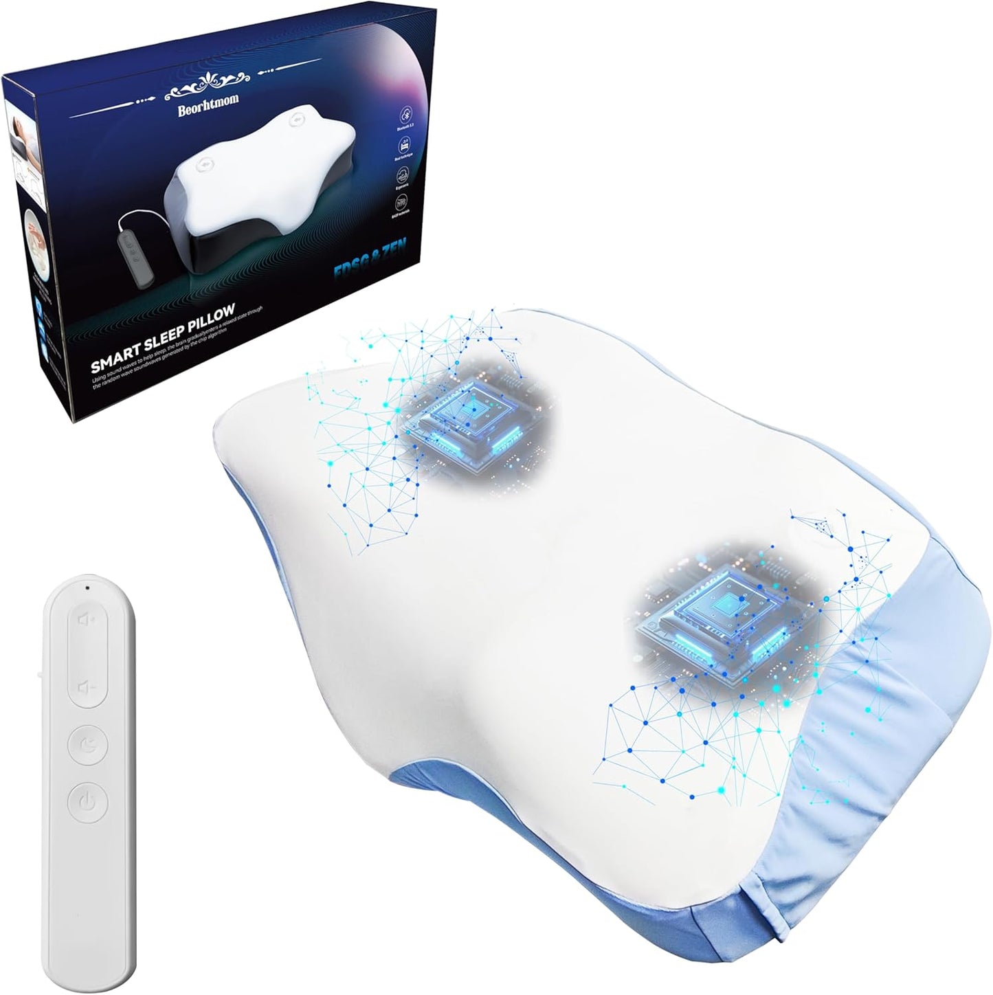 Smart Sleep Pillow for Sleep Aid, Cooling Breathable Memory Foam Pillow, with Three Sleep Aid Sound Options