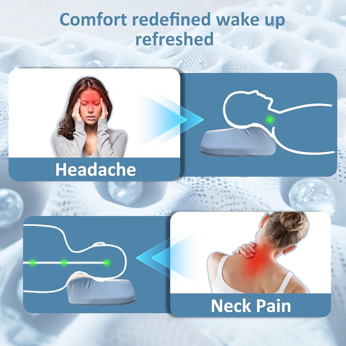 Smart Sleep Pillow for Sleep Aid, Cooling Breathable Memory Foam Pillow, with Three Sleep Aid Sound Options