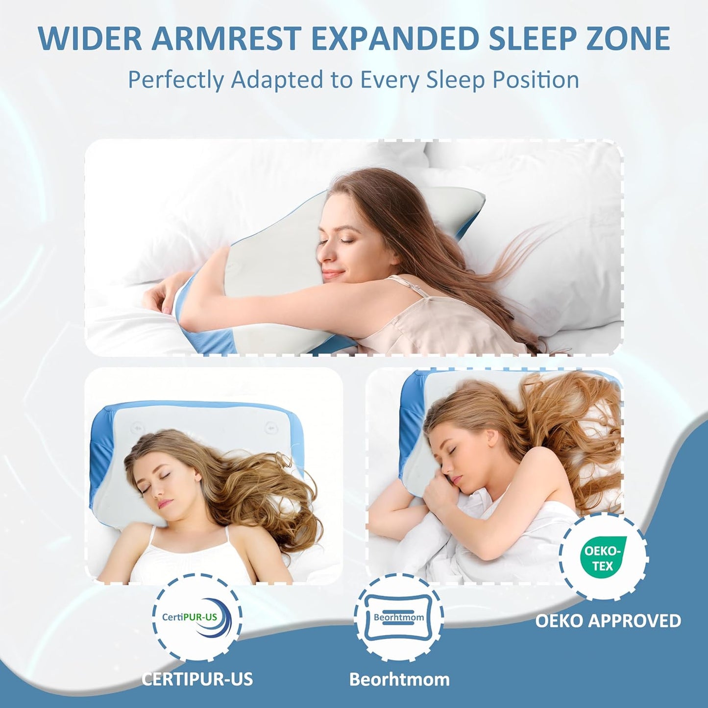 Smart Sleep Pillow for Sleep Aid, Cooling Breathable Memory Foam Pillow, with Three Sleep Aid Sound Options