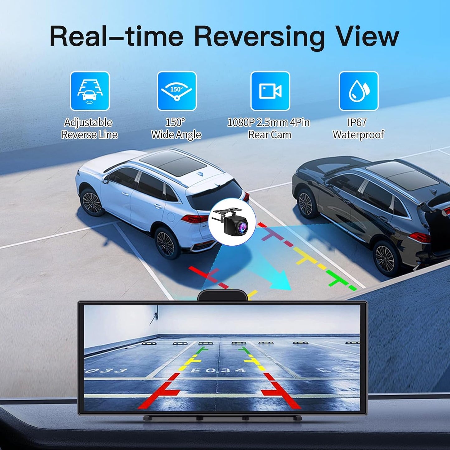11.25' in-Cell Large Display, Wireless Apple CarPlay and Android Auto for Car, 1920 * 720 with 4K Dash Cam