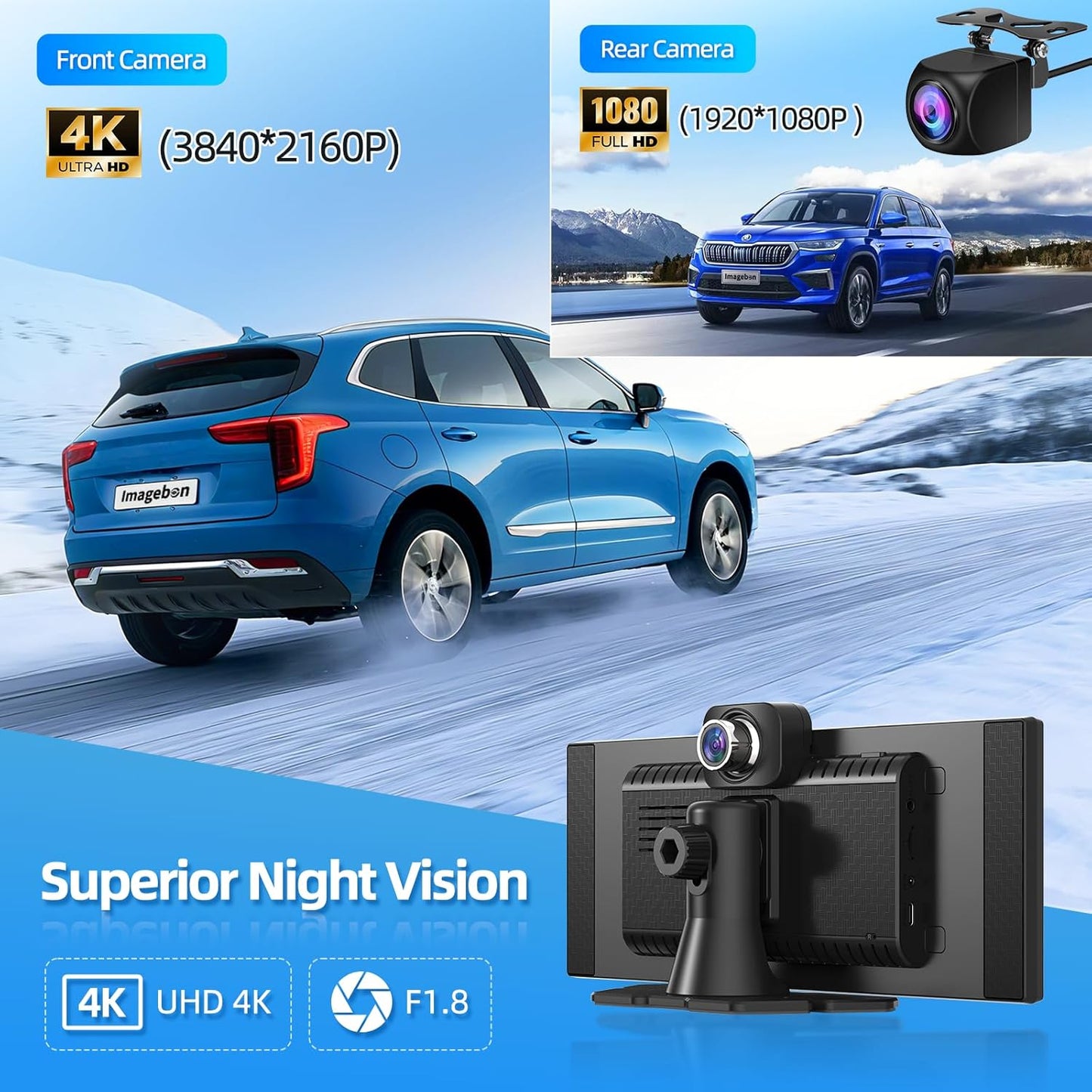 11.25' in-Cell Large Display, Wireless Apple CarPlay and Android Auto for Car, 1920 * 720 with 4K Dash Cam