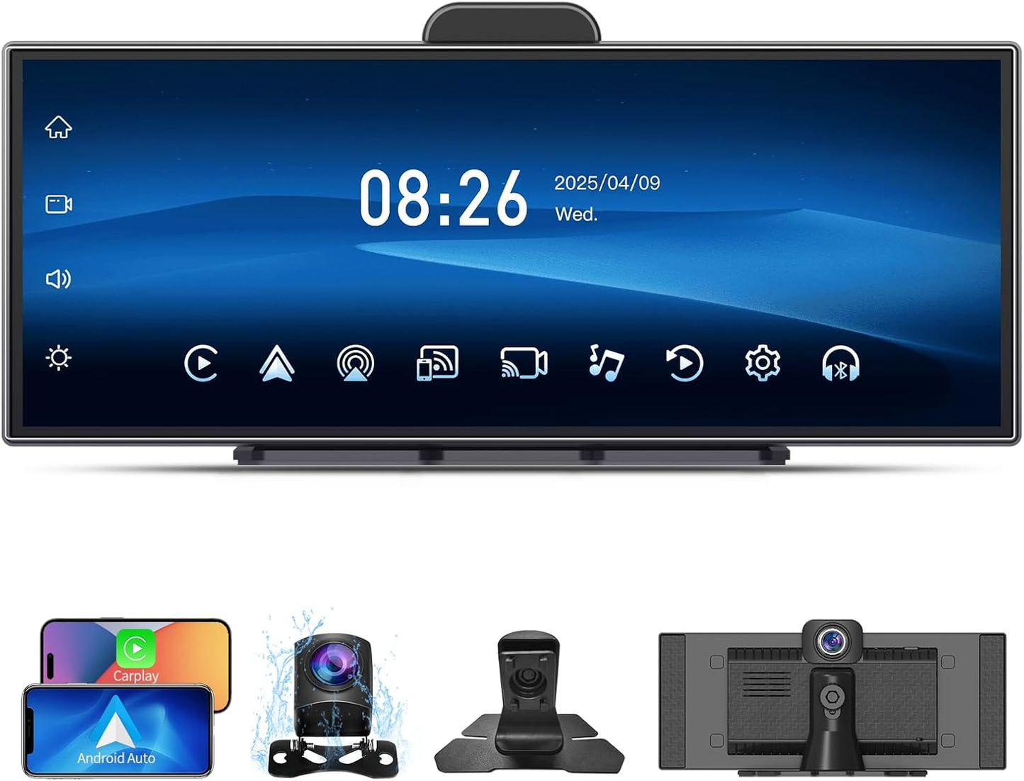11.25' in-Cell Large Display, Wireless Apple CarPlay and Android Auto for Car, 1920 * 720 with 4K Dash Cam