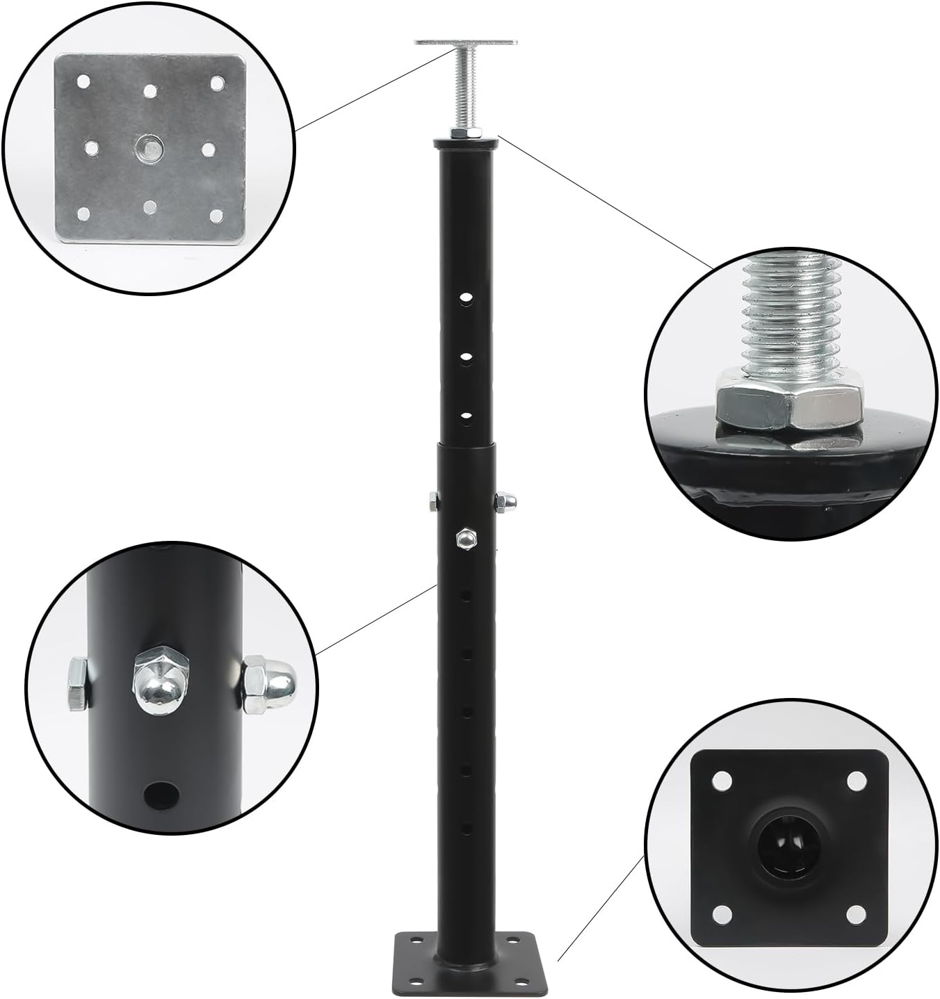 4 Pack House Floor Jacks for Leveling,19.5'-34.5' Height Range Adjustable House Floor Jacks, Telescoping