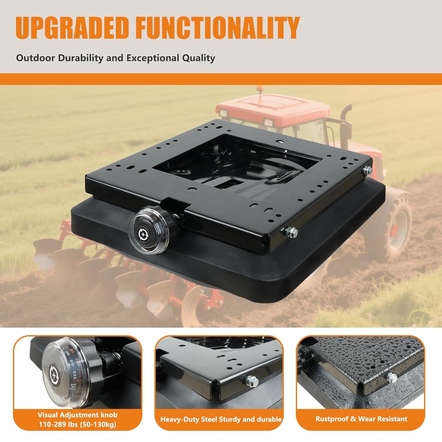Universal Seat Suspension Kit w/o Seat Slider, Fit for Zero Turn Lawn Mower, Tractor, Forklift, Compatible with Most