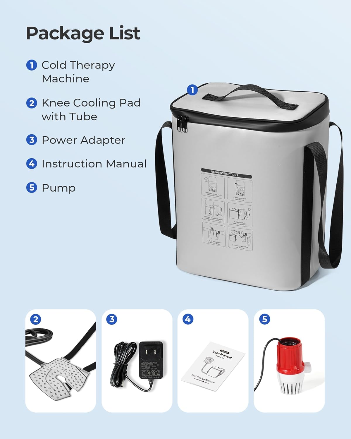purella Cold Therapy Machine, Ice Machine for Knee After Surgery, 12H Cooling, 14 Quart Tank, 30dB Quiet Pump, Remote Control, 6.2FT Long Hose,