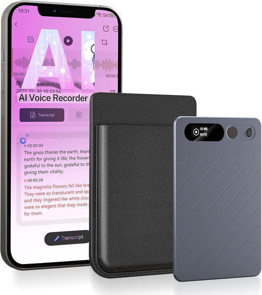 AI Voice Recorder with Case, 64GB Memory, App Control, GKP9 Recorder Transcribe/Summarize w/AI