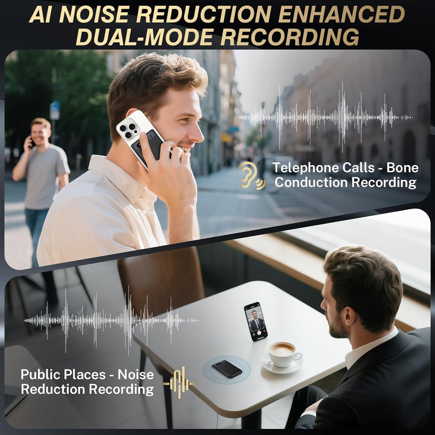 AI Voice Recorder with Case, 64GB Memory, App Control, GKP9 Recorder Transcribe/Summarize w/AI