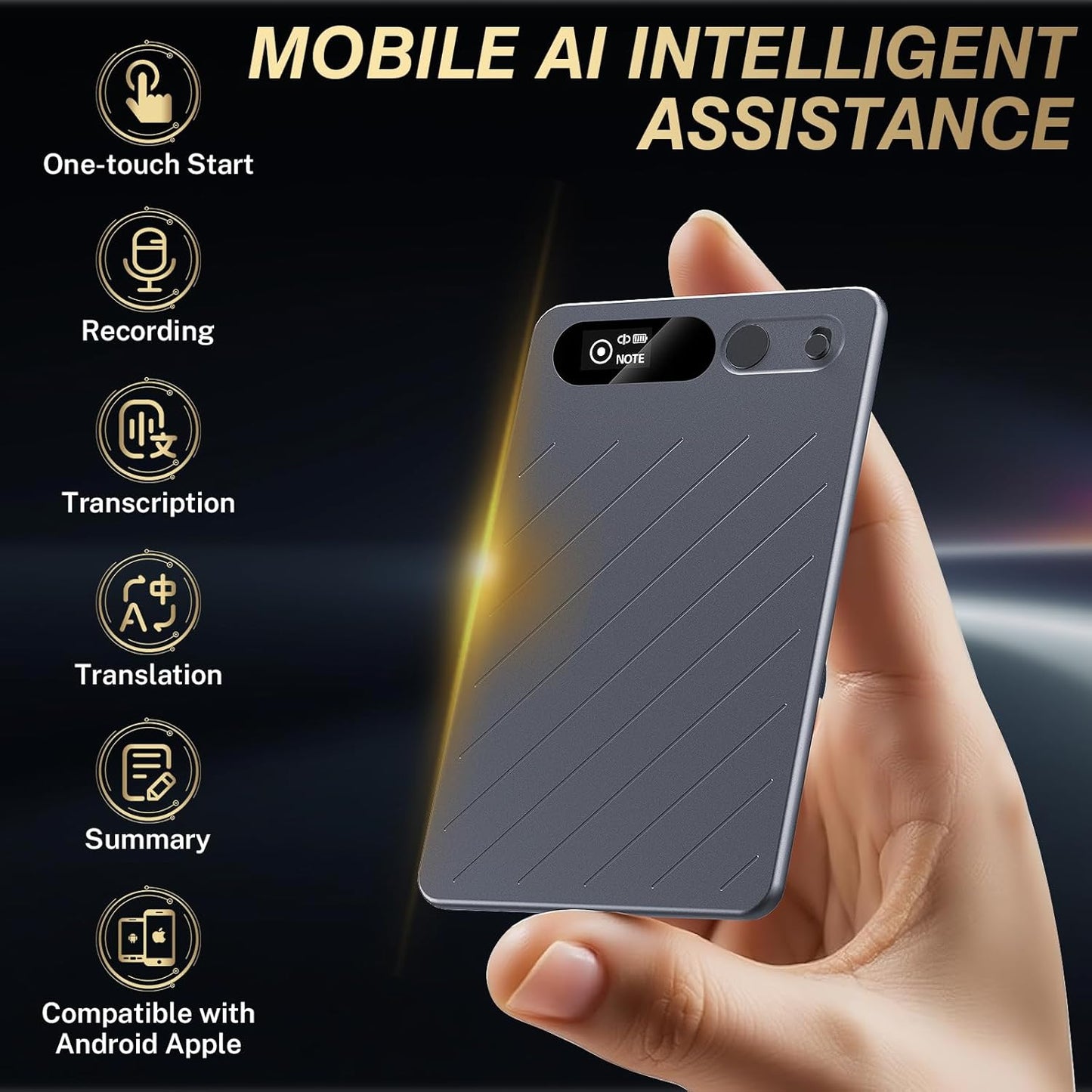 AI Voice Recorder with Case, 64GB Memory, App Control, GKP9 Recorder Transcribe/Summarize w/AI