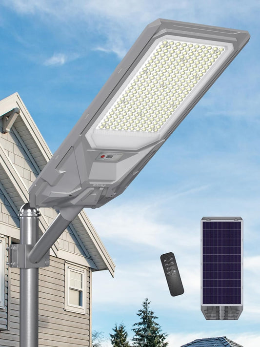 Solar Street Lights Outdoor, 24,000Mah High Power Solar Security Flood Lights Parking Lot Lights, 6500K