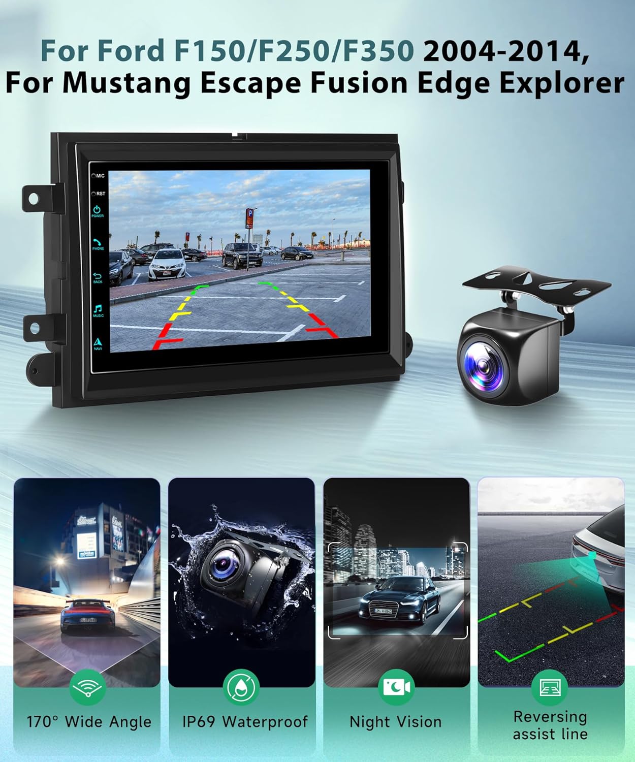 2G+64G 7inch Radio for Ford F150 F250 F350 Fusion Edge Explorer Expedition, Car Stereo, Wireless, Carplay/Android