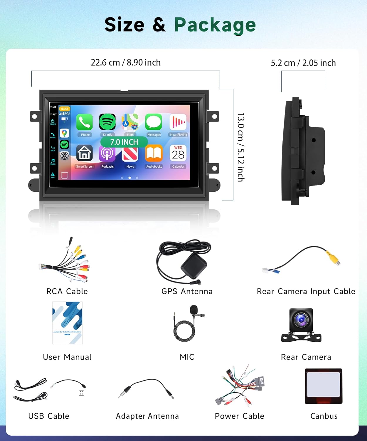 2G+64G 7inch Radio for Ford F150 F250 F350 Fusion Edge Explorer Expedition, Car Stereo, Wireless, Carplay/Android