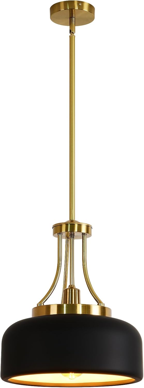 13.8-inch Nordic country farmhouse lighting fixture, modern industrial ceiling chandelier, adjustable straight tube height, electroplated cop