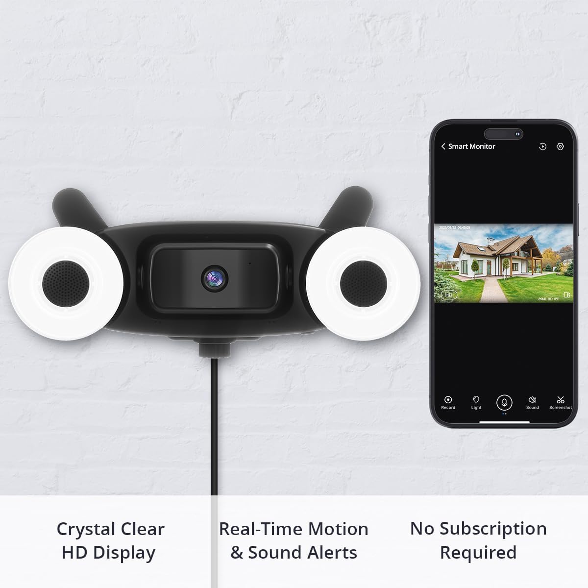 Smart Home Security Light Bar with Wi-Fi Amplifier, Built-in Camera with Night Vision, Microphone, Sound Speaker