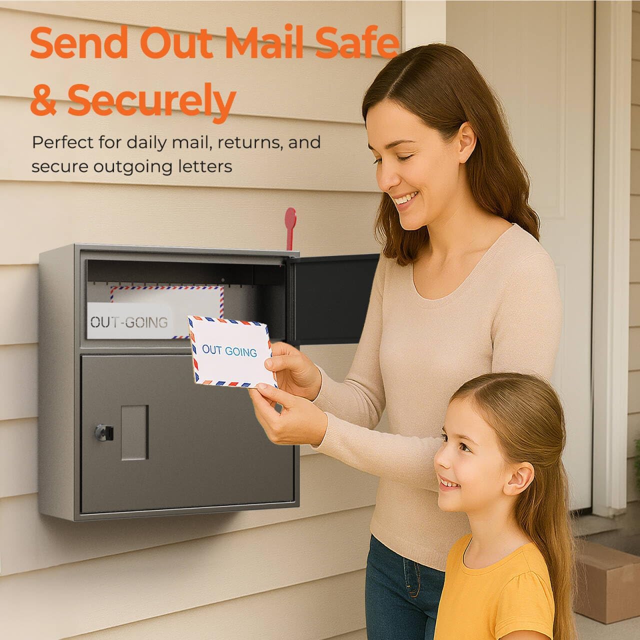 Wall-Mount Mailbox for Outside, Galvanized Steel Rust-Proof Mailboxes, Large Letter Drop Box