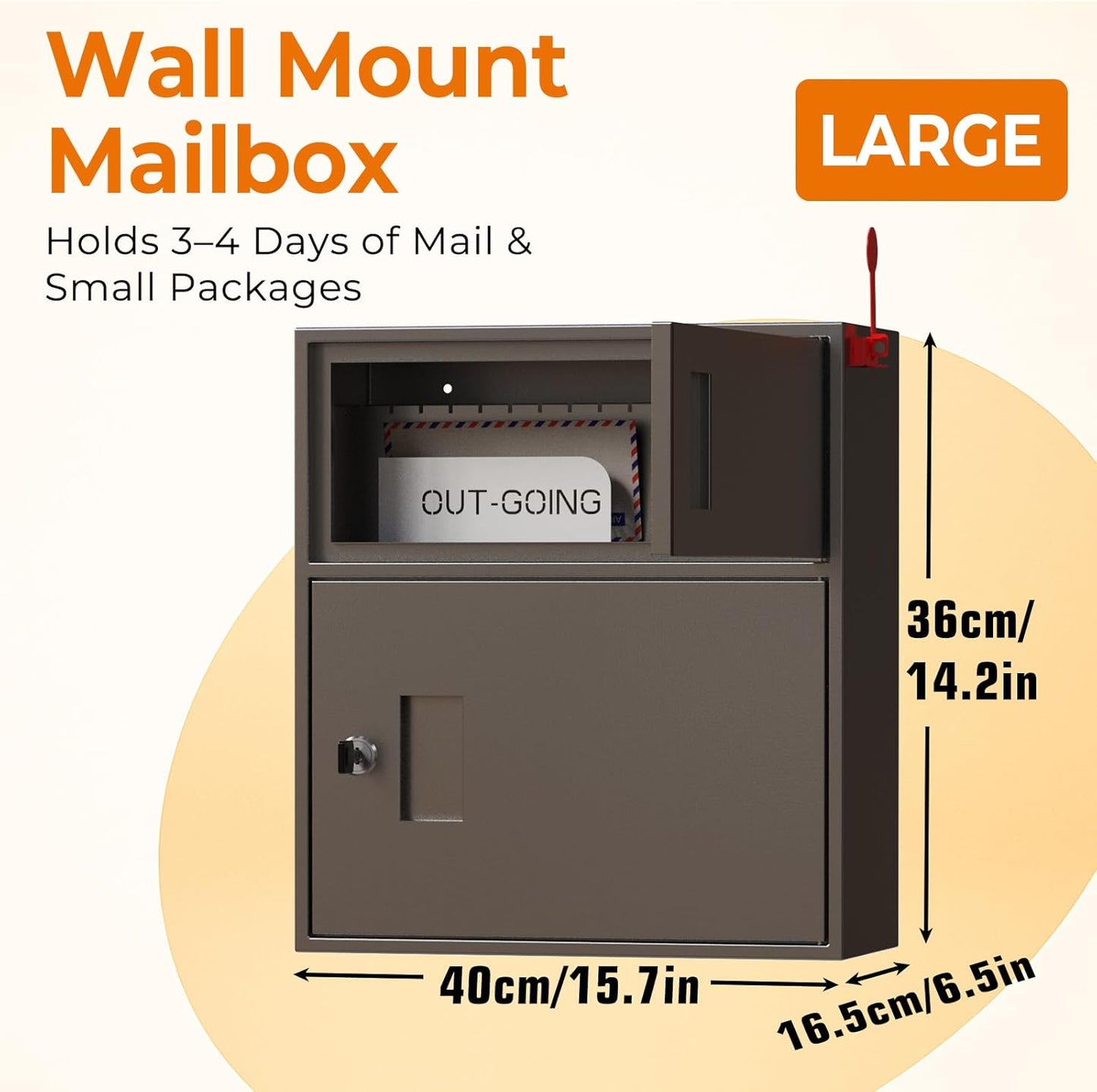 Wall-Mount Mailbox for Outside, Galvanized Steel Rust-Proof Mailboxes, Large Letter Drop Box