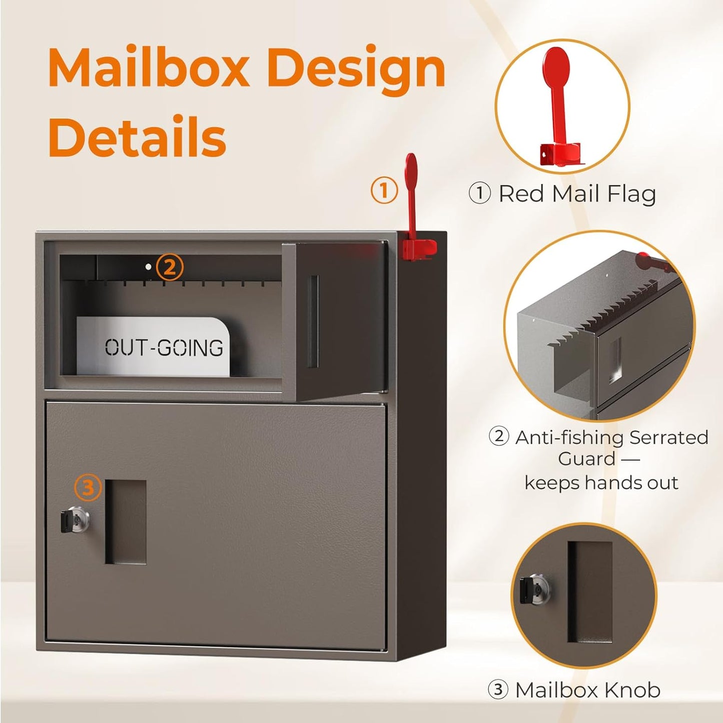 Wall-Mount Mailbox for Outside, Galvanized Steel Rust-Proof Mailboxes, Large Letter Drop Box