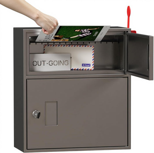 Wall-Mount Mailbox for Outside, Galvanized Steel Rust-Proof Mailboxes, Large Letter Drop Box