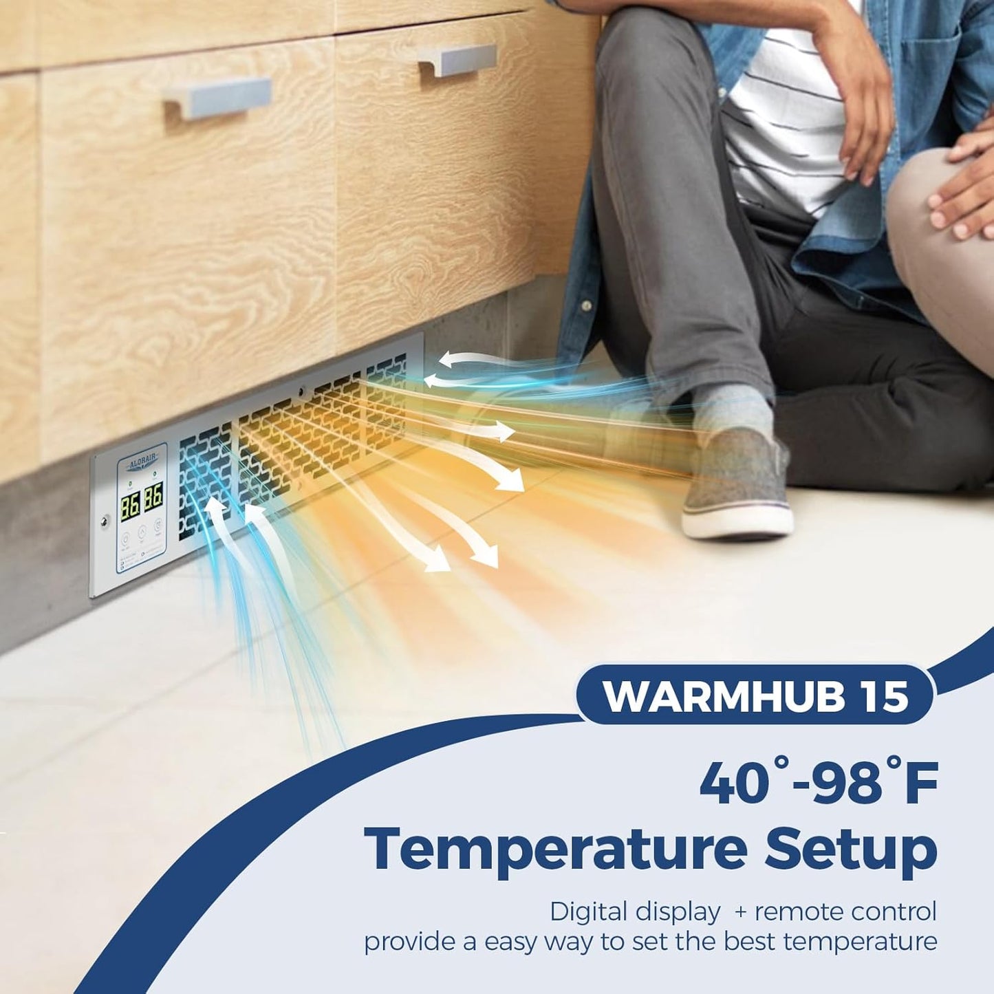 Electric Kickspace Heater with Thermostat and Timer, 1350W with Remote, Control Panel, Under Cabinet