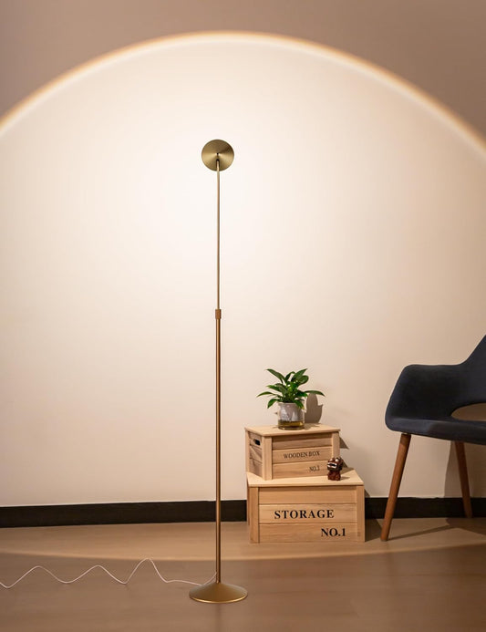 Gold Floor Lamp, Flexible Up and Down Rotatable 150 Degree, 3-Stage Touch Dimmable LED