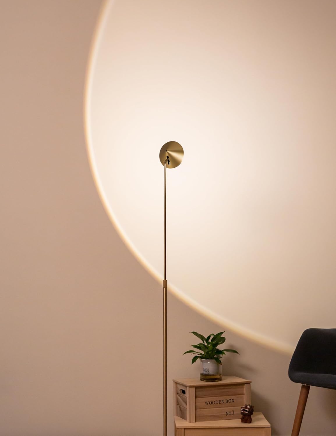 Gold Floor Lamp, Flexible Up and Down Rotatable 150 Degree, 3-Stage Touch Dimmable LED