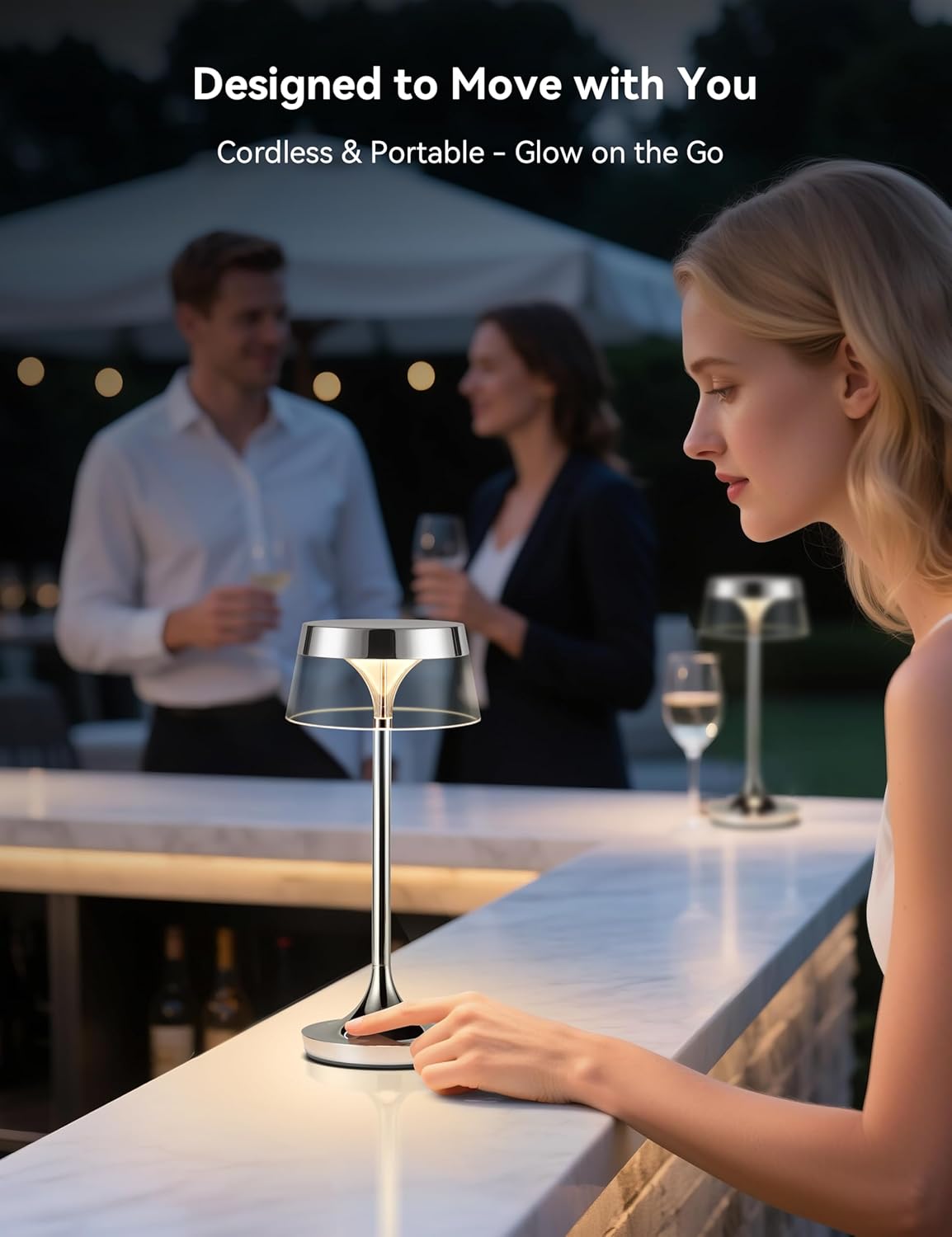 Cordless LED Table Lamp, Portable 3 Color Stepless Touch Dimmable Desk lamp, Rechargeable Table Lamp