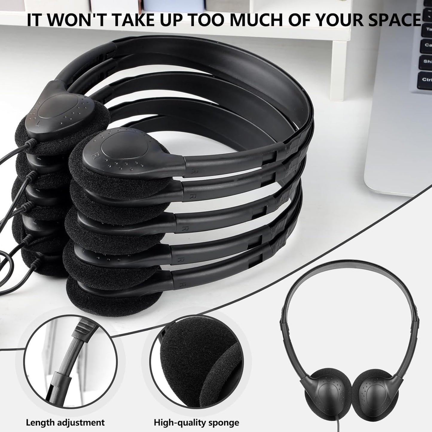 Type C Headphones Bulk for Classroom School Kids 30 Pack, USB C Wired Headphones