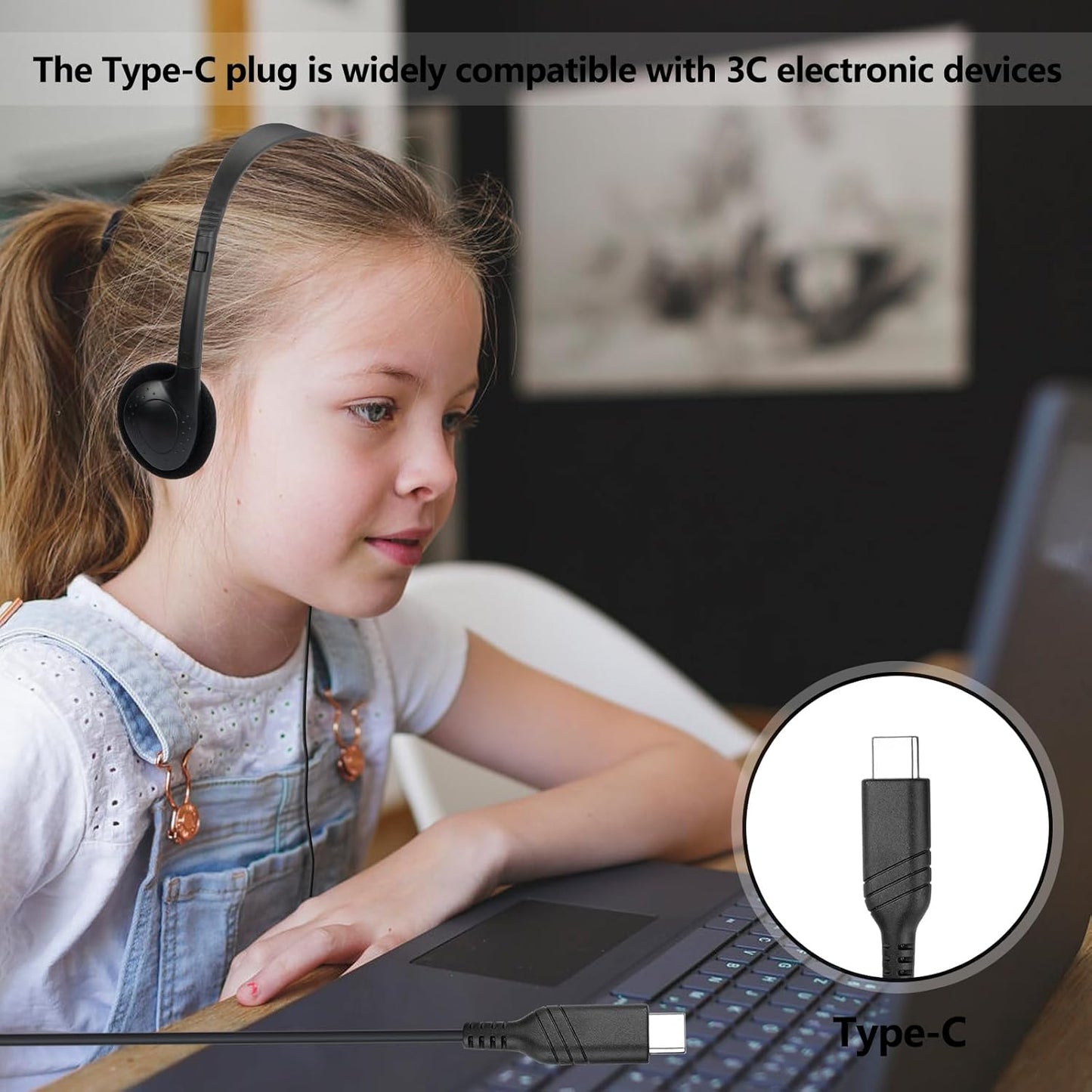 Type C Headphones Bulk for Classroom School Kids 30 Pack, USB C Wired Headphones