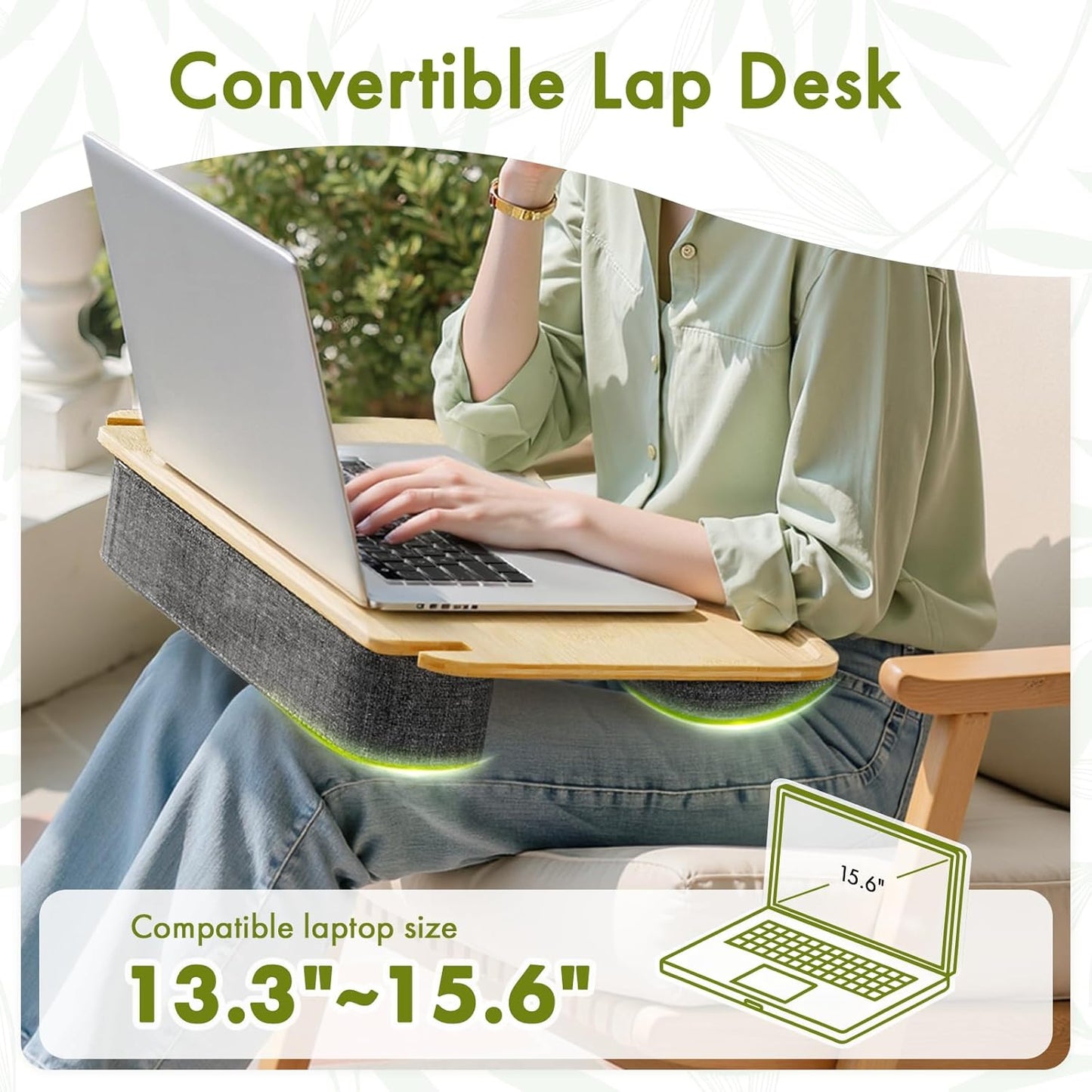 Bamboo Standing Desk Converter, Height Adjustable Sit Stand Up Desk Riser, Monitor and Laptop Workstation