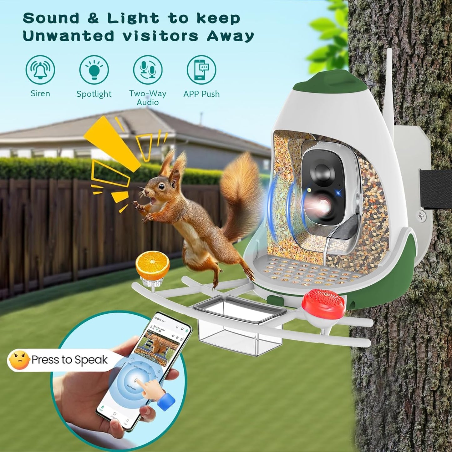 Smart Bird Feeder with AI Camera, Auto ID, HD Live Streaming, Mobile App Alerts, WiFi Enabled for Bird Lovers
