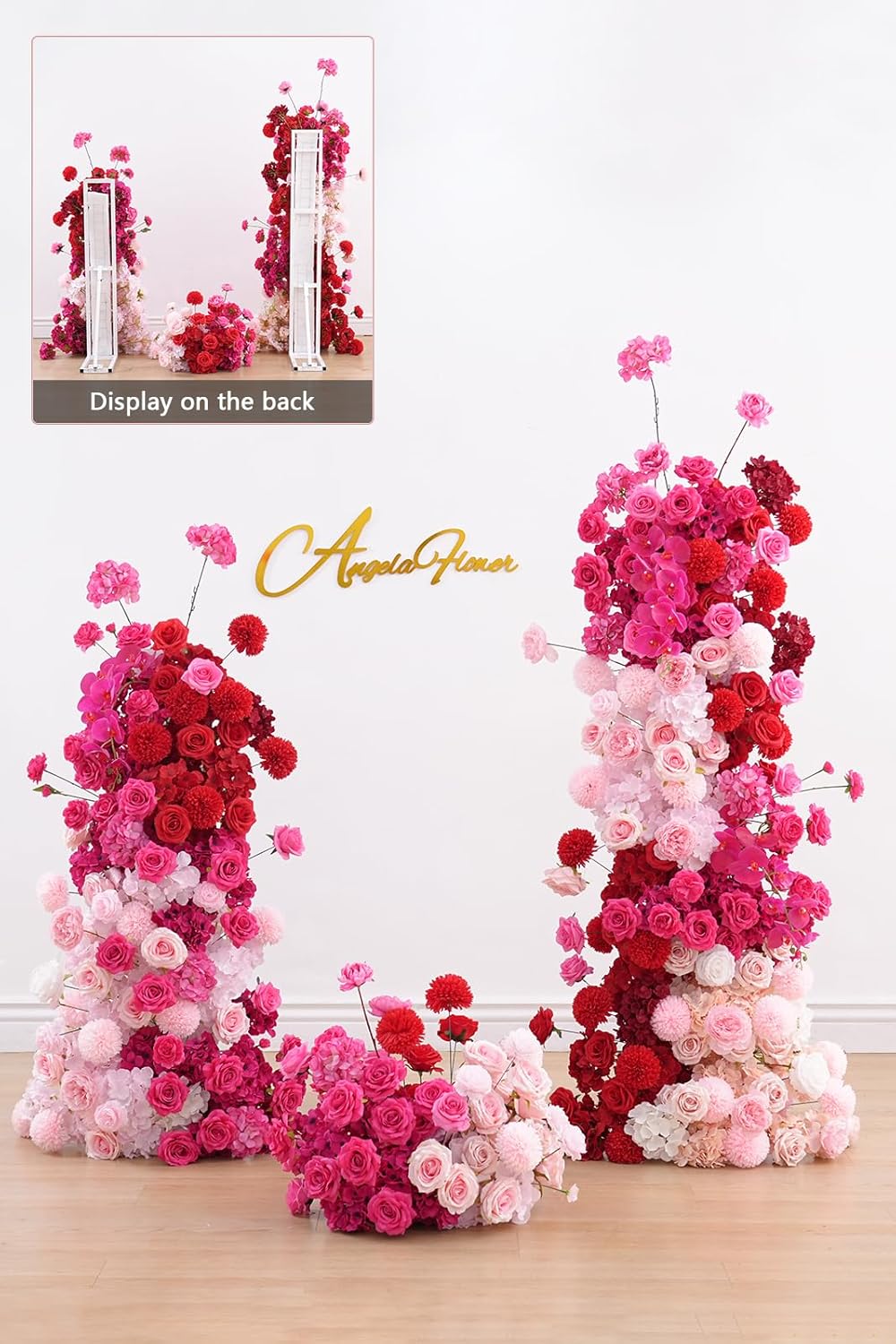 Angela flower White Metal Adjustable Pipe Backdrop Stand With Support Rod Base, Pack Of 2