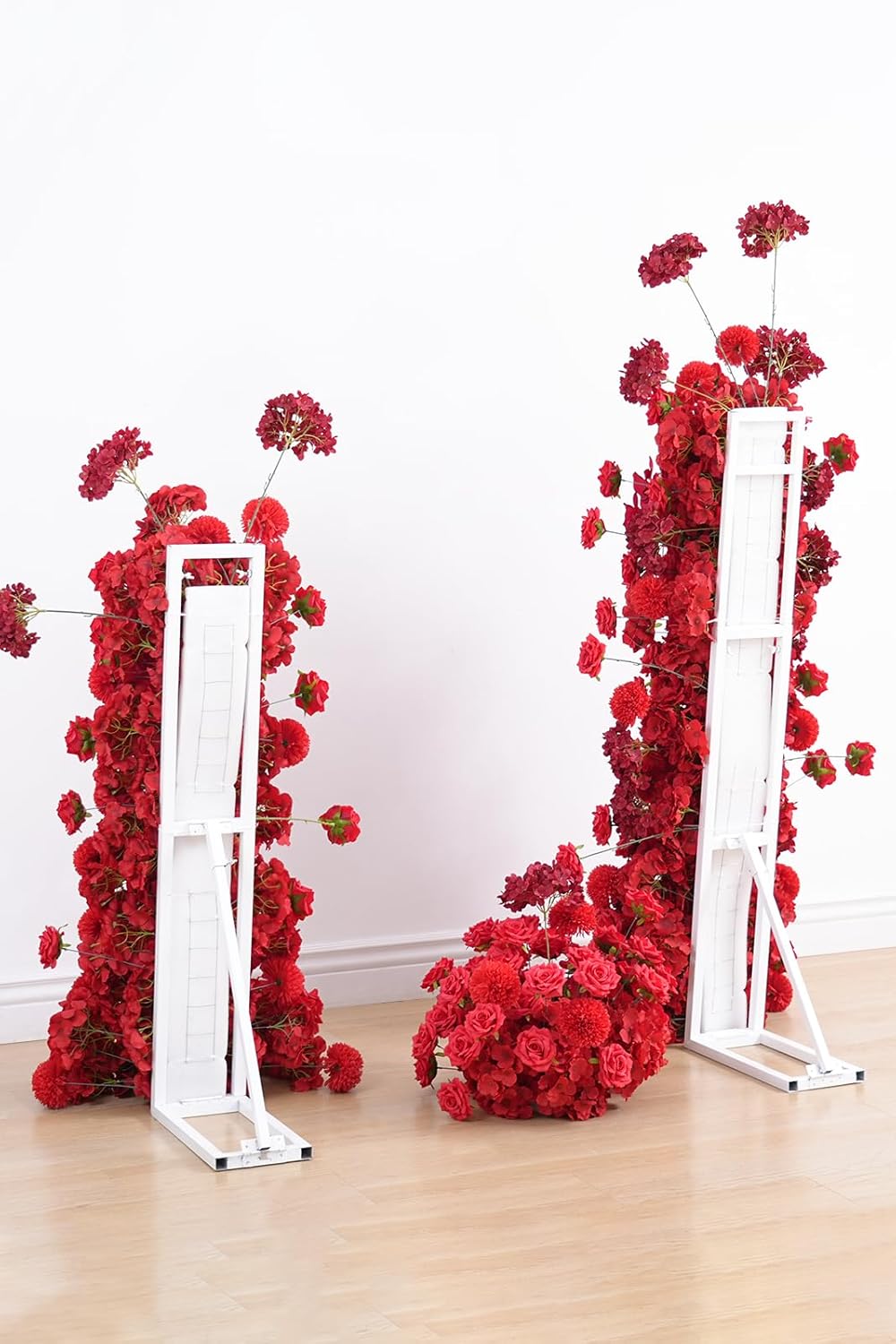 Angela flower White Metal Adjustable Pipe Backdrop Stand With Support Rod Base, Pack Of 2