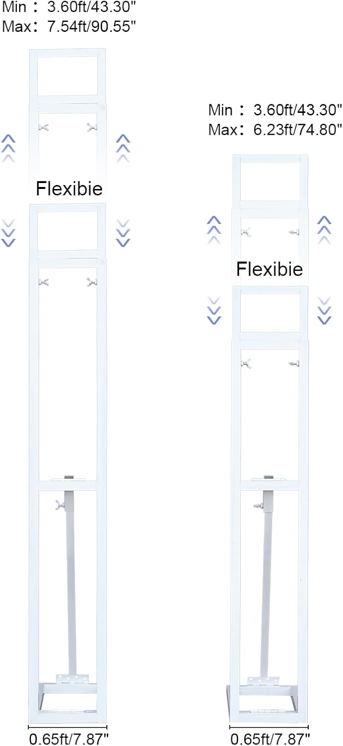 Angela flower White Metal Adjustable Pipe Backdrop Stand With Support Rod Base, Pack Of 2