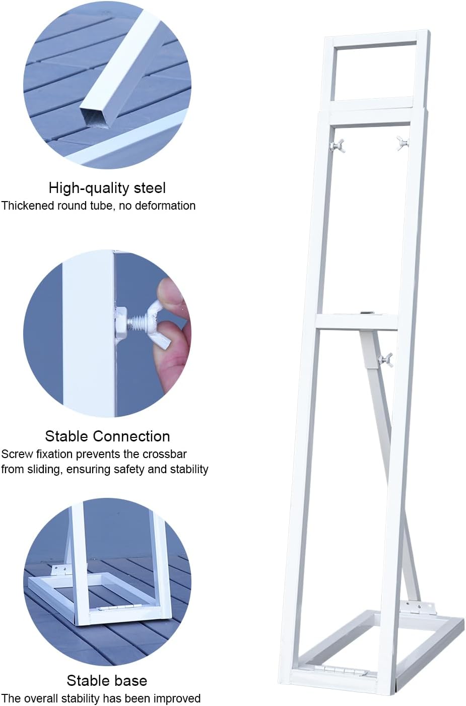 Angela flower White Metal Adjustable Pipe Backdrop Stand With Support Rod Base, Pack Of 2