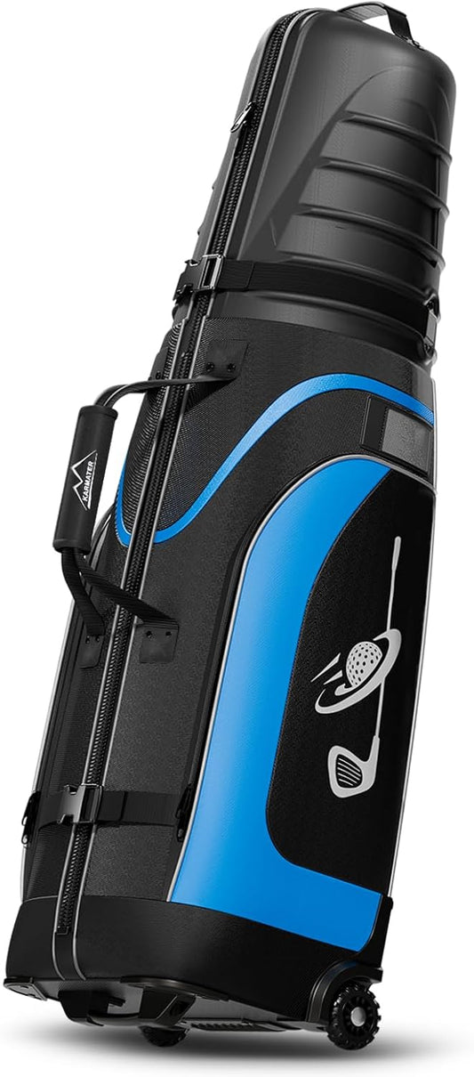 Golf Travel Bag for Airlines with Wheels, Foldable Hard Case with ABS Top and 1680D Heavy Duty Oxford