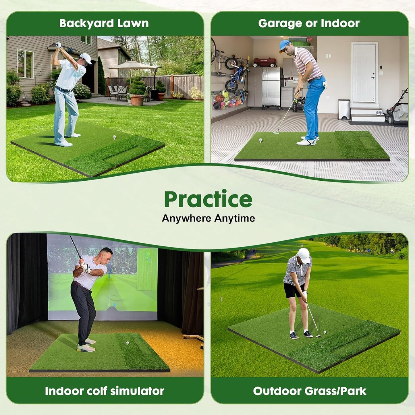 5x4ft Golf Mat with Ball Tray, 31mm Thickened Golf Hitting Mats for Backyard, Driving Range, Indoor/Outdoor