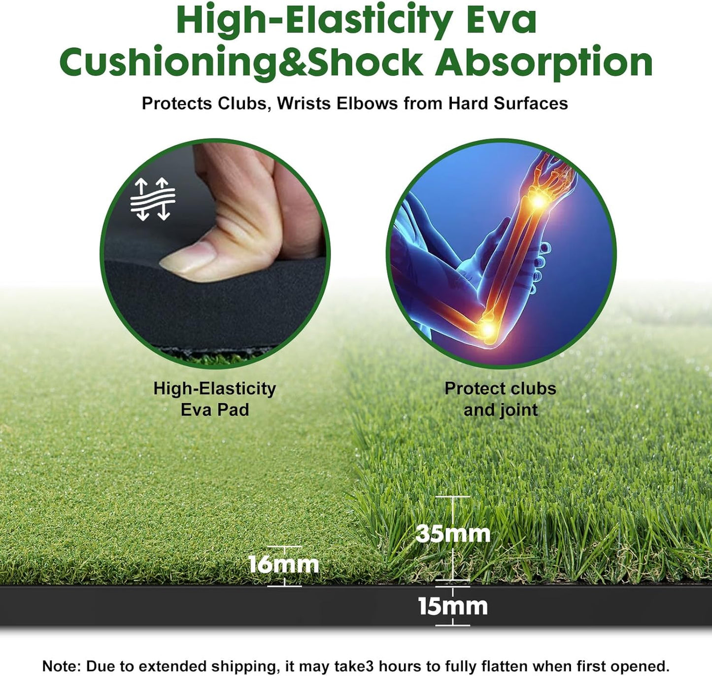 5x4ft Golf Mat with Ball Tray, 31mm Thickened Golf Hitting Mats for Backyard, Driving Range, Indoor/Outdoor