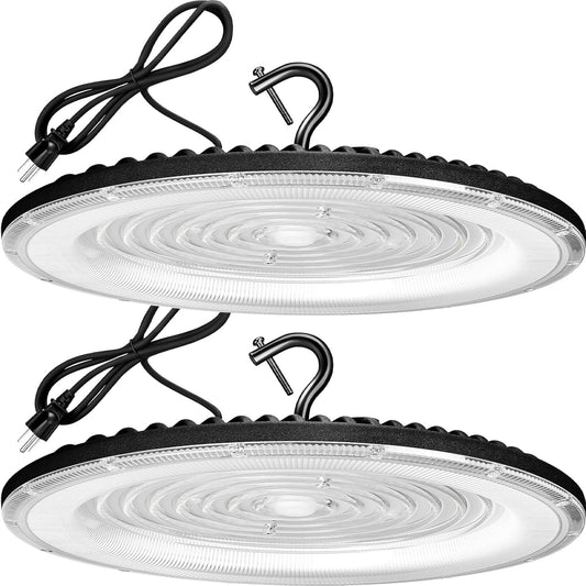 2 Pack 600W UFO Led High Bay Light Fixture, 120v, 5000K Daylight Commercial Shop Bay Lighting